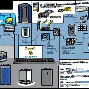Eine Schematische Darstellung eines Computernetzwerkes, im Comic Stil